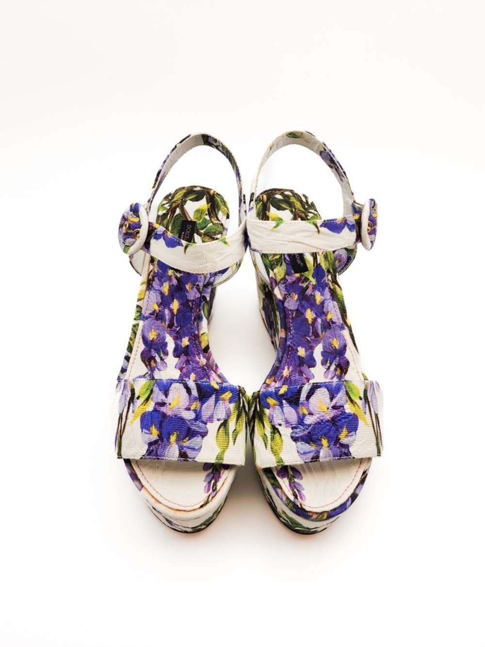 Dolce & Gabanna Jacquard Floral Platform Wedge Sandals EU 37 - Picture 3 of 9